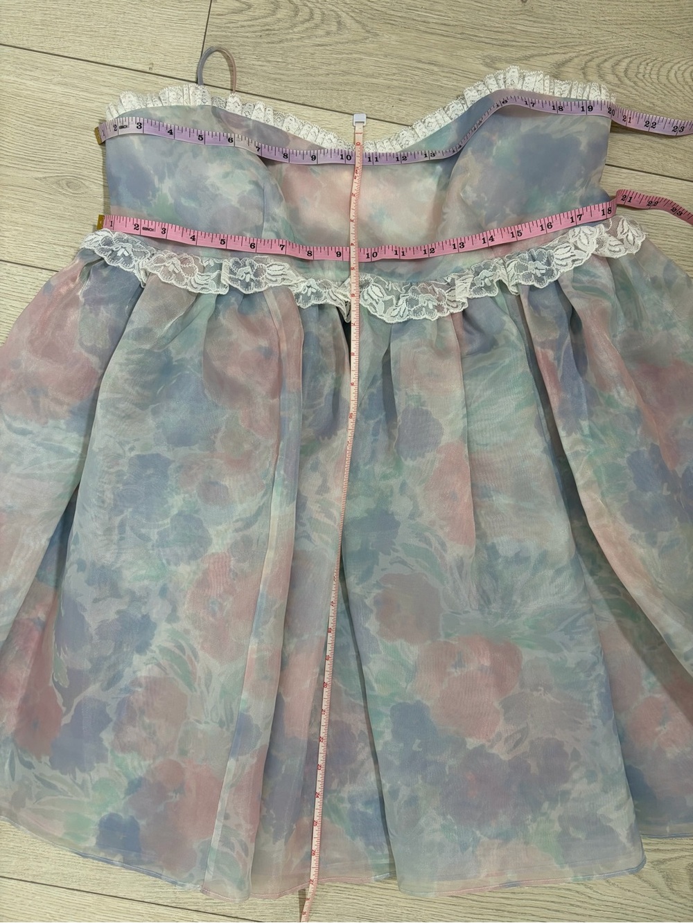 Selkie Pastel Pink & Blue Floral Lace-Trim Dress XL - Picture 6 of 6
